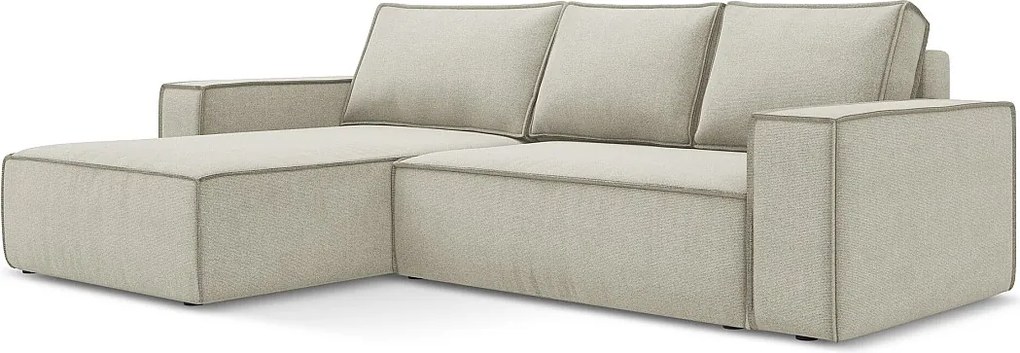 Narożnik lewostronny z funkcją spania - z tkaniny strukturalnej - jasny beż - KIMO