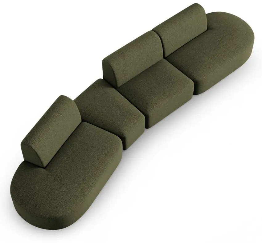 Zielona sofa z tkaniny szenilowej lewostronna 428 cm Paolo – Milo Casa