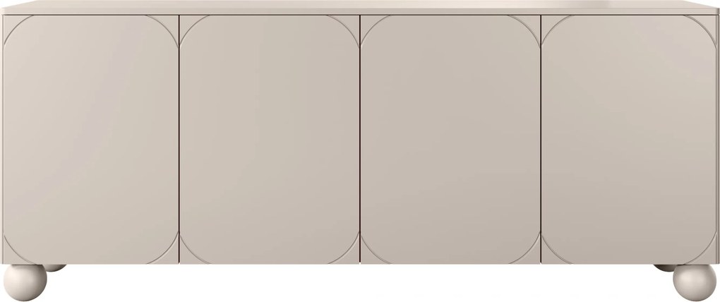 Komoda Sonatia II 200 cm czterodrzwiowa na nogach kulach - kaszmir