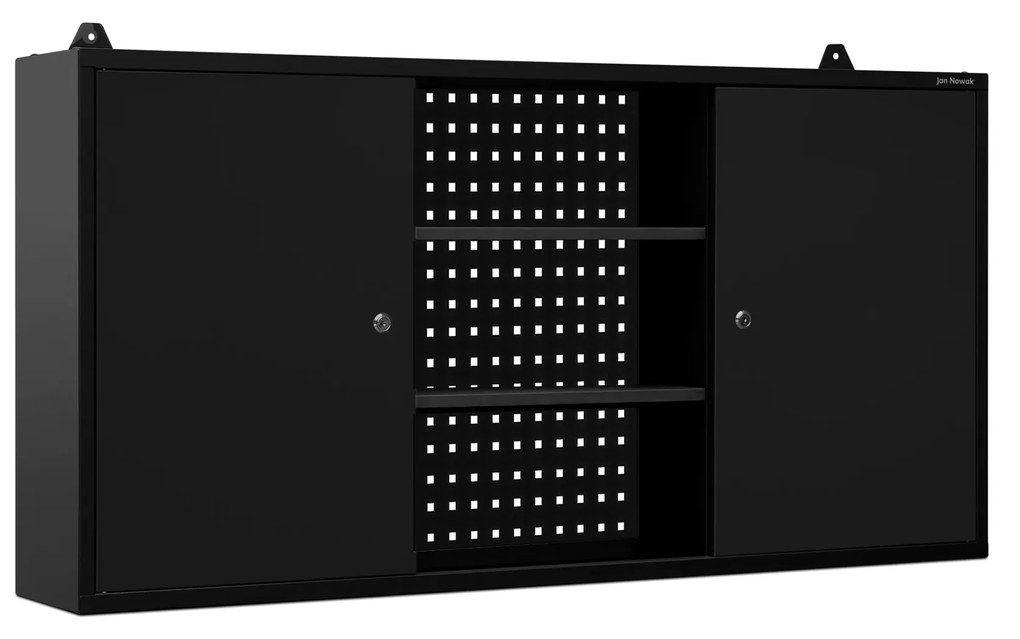 Szafka na narzędzia, wisząca BEN, 1200 x 600 x 200 mm, All Black: czarna