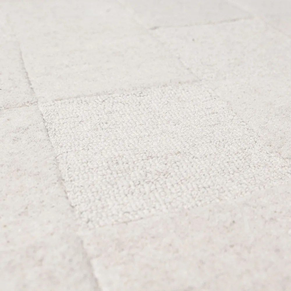 Wełniany dywan tkany ręcznie w kolorze kości słoniowej 120x170 cm Checkerboard – Flair Rugs