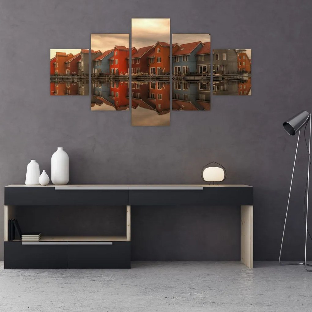 Obraz kolorowych domów (125x70 cm)