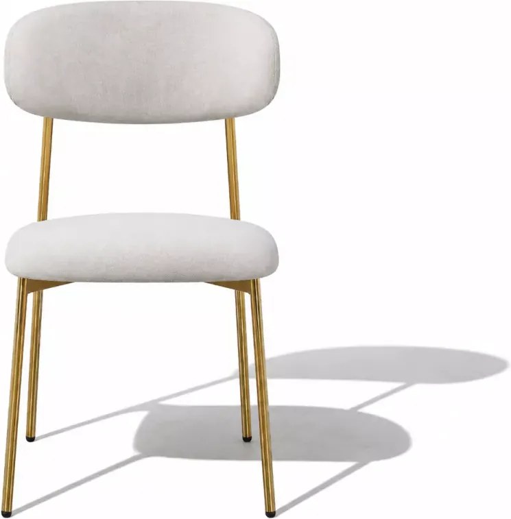 Krzesło tapicerowane Narelli kremowe złote nogi welur design retro