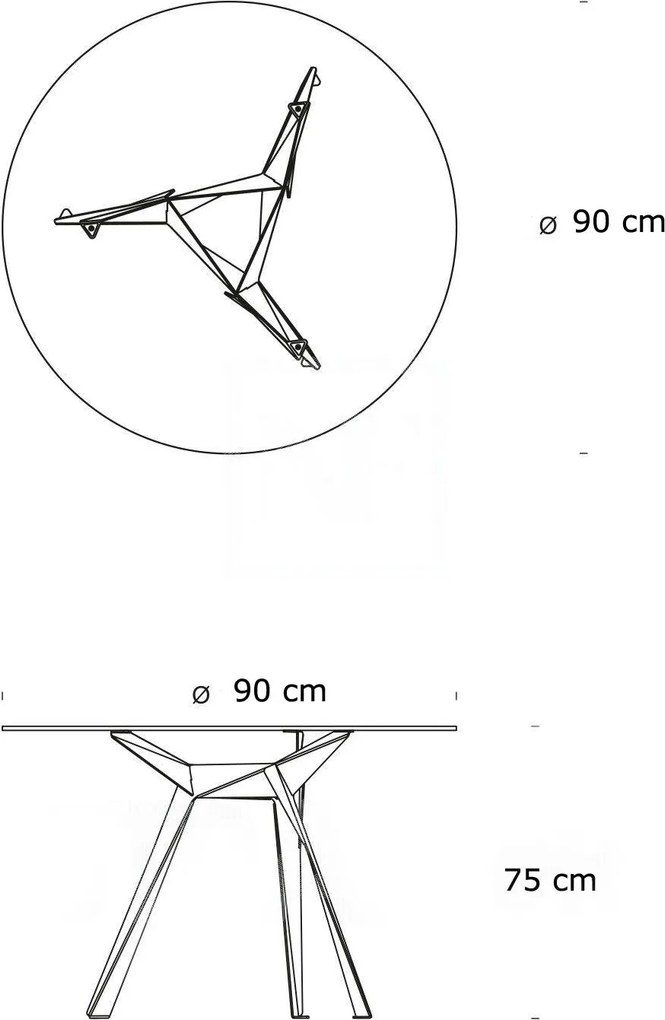 Okrągły stół Troy 90 cm ze szklanym blatem