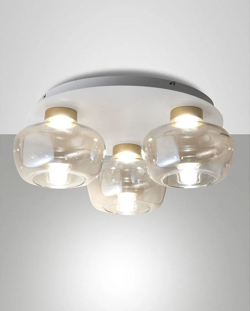 Lampa sufitowa LED Kino Ø51cm 36W 3900lm 3000K Ściemnialna, Metalowa rama i szkło borokrzemianowe w kolorze koniaku, Klasa 1, IP20 - Kino