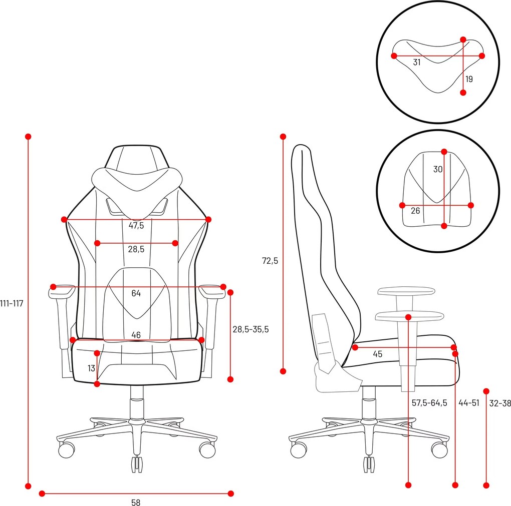 Fotel do grania dla młodzieży Diablo X-Player 2.0 Small Size, kolor biało-czarny