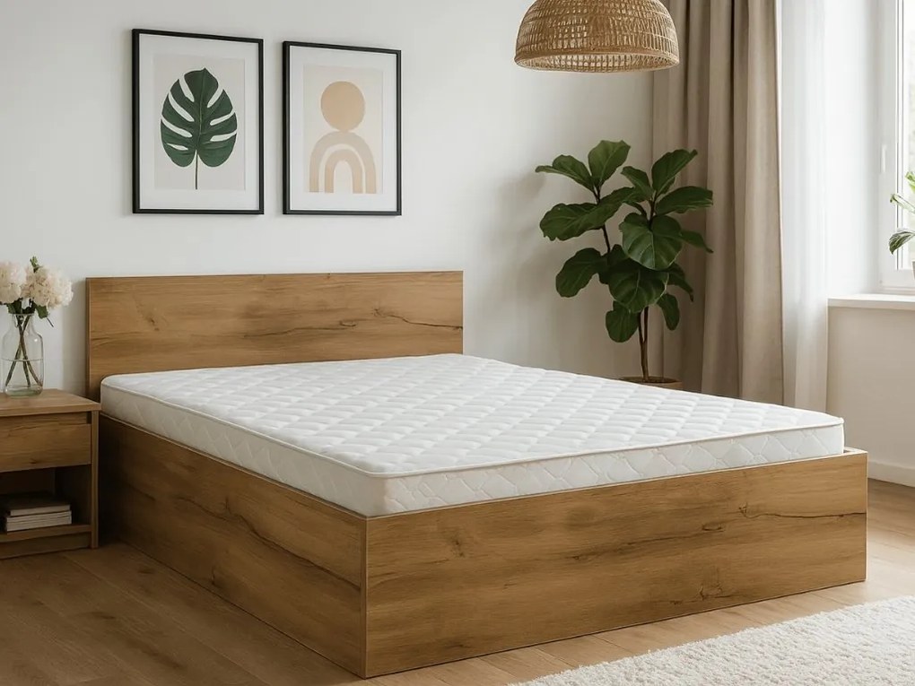 Łóżko SOFIA 120 x 200 cm, dąb artisan Stelaż: Ze stelażem listwowym rolowanym, Materac: Materac Sommera 18 cm