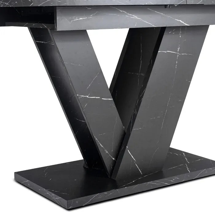 Stół Prostokątny Rozkładany CLARK 120-160 cm Czarny Marmur Glamour