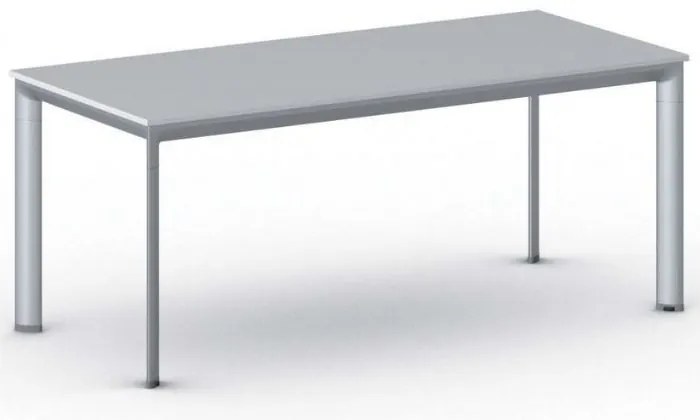 Stół konferencyjny do biura PRIMO INVITATION, 180x80 cm, szaro-srebrna podstawa, szary