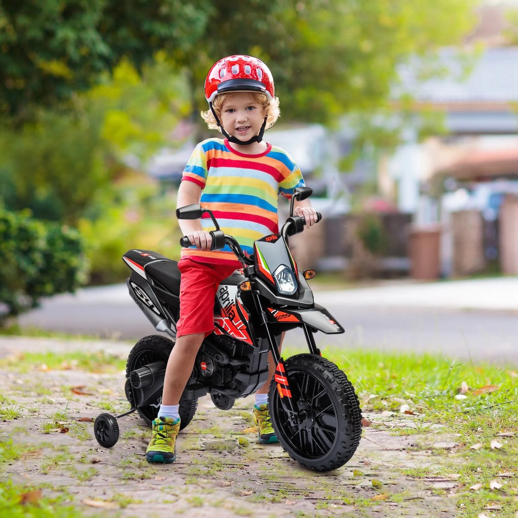 AIYAPLAY Elektryczny motocykl dziecięcy 12 V z 2 silnikami, kółka podporowe, amortyzator, koła 33,5 cm, muzyka, USB | Aosom PL