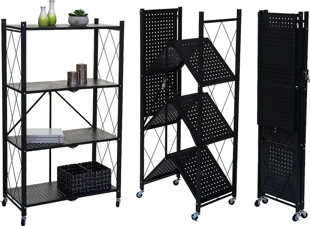 Składana półka MCW-J85,  czarny, 4 poziomy