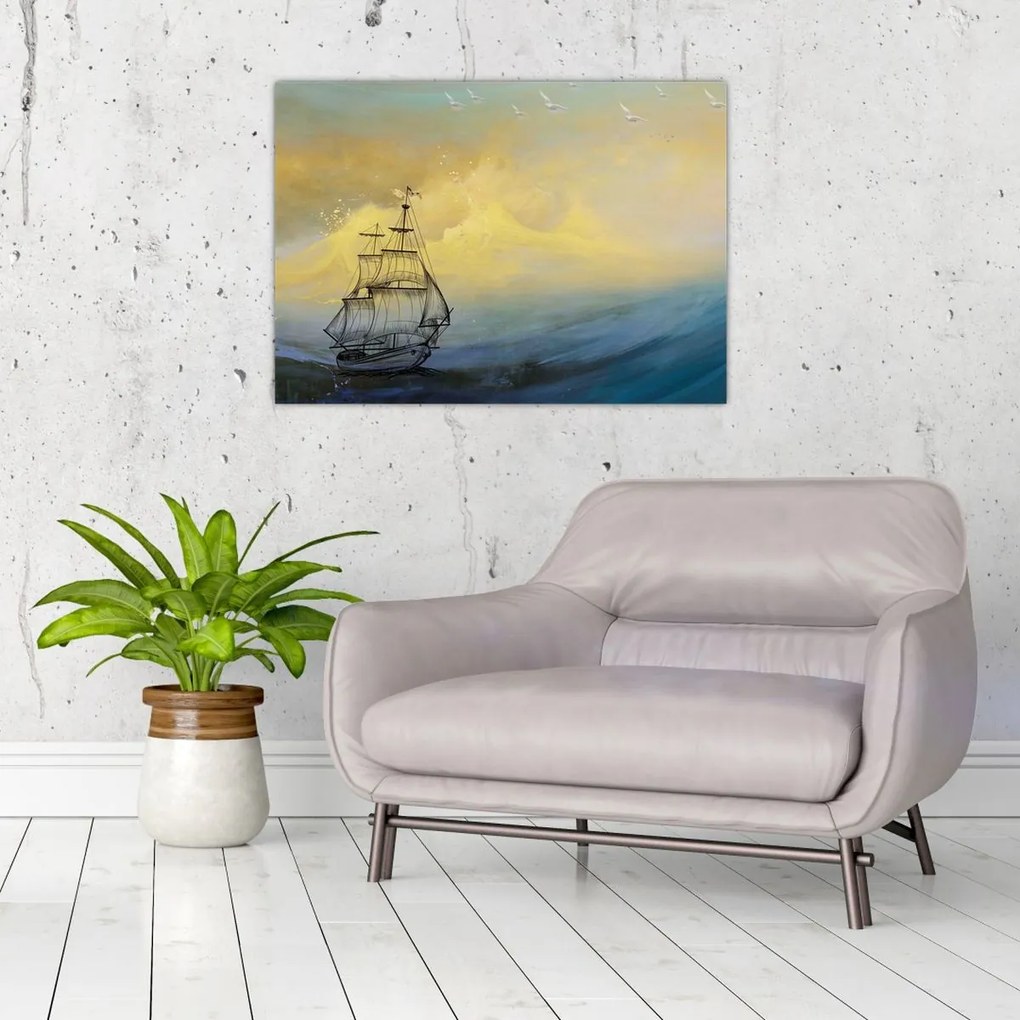Obraz - Obraz statku ma morzu (70x50 cm)