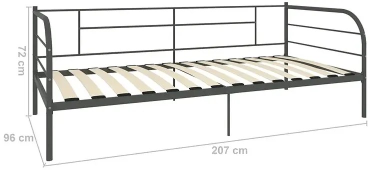 Szare metalowe łóżko pojedyncze 90x200 cm - Erea