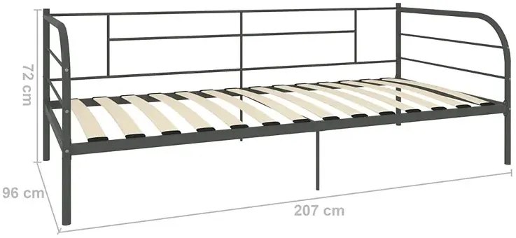 Szare metalowe łóżko pojedyncze 90x200 cm P0-L47