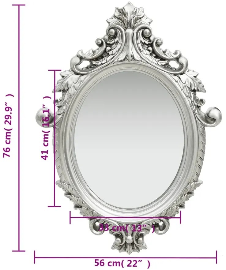 Srebrne lustro z ramą w stylu glamour W3-D44