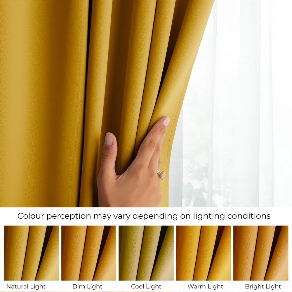 Żółta zaciemniająca zasłona termiczna 140x270 cm Pleat – Restilo