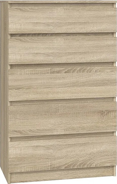 Komoda Malwa M5 | Dąb Sonoma | 70x40x109,5 cm | Komoda z 5 Szufladami
