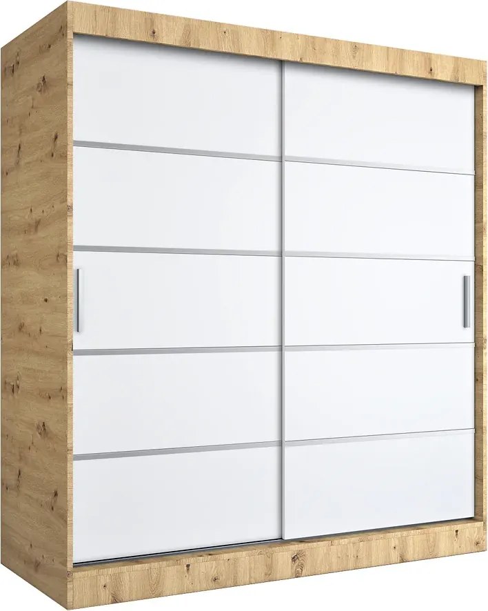 Szafa przesuwna dąb artisan + biały 180 cm E9-G29