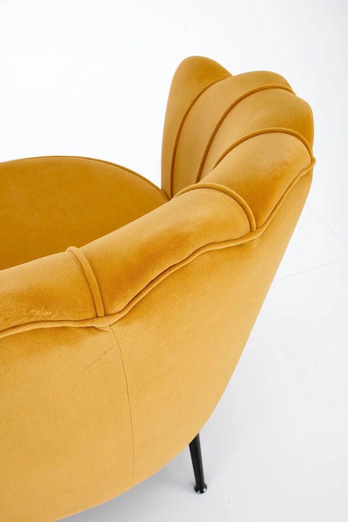 ALMA 2 XL sofa musztardowy, czarny, tapicerowana, Velvet, 2-osobowa