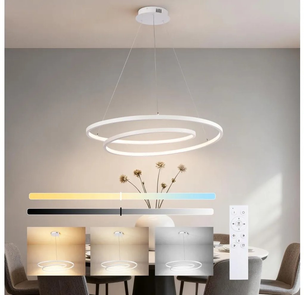 Brilagi-LED ściemnialna lampa wisząca na linkach TWISTER LED/75W/230V średnica 70 cm biała + pilot