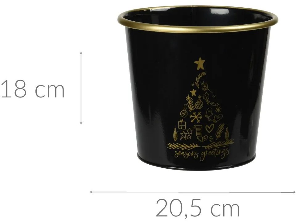 Metalowe wiaderko świąteczne, czarne