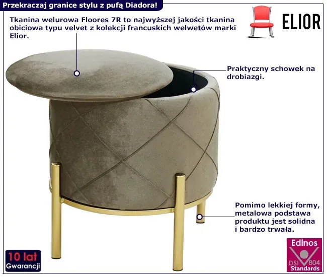 Beżowa nowoczesna pufa ze schowkiem Z5-P73