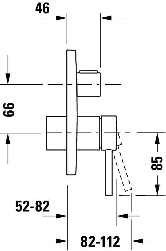 Jednouchwytowa bateria wannowa Duravit CircleChrom - Montaż podtynkowy - 2 tryby wylewki