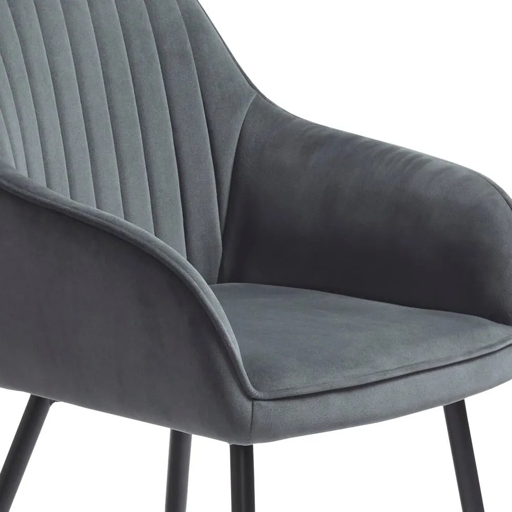 Szare aksamitne krzesła z podłokietnikami zestaw 2 szt. Nolan Stripe – Unique Furniture