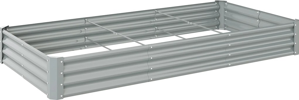 Outsunny Galwanizowany Planter, Odporny na warunki pogodowe z krawędzią antyprzecięciową, grządki na balkon