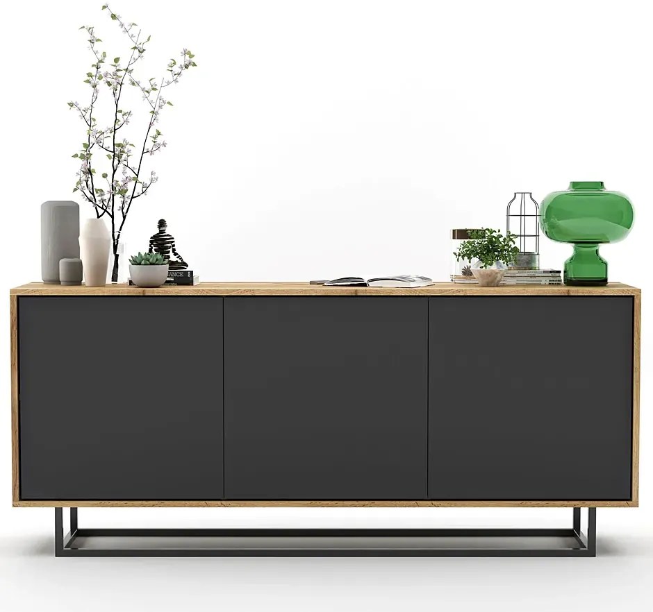 Komoda na nóżkach dąb wotan + grafit Z0-W04