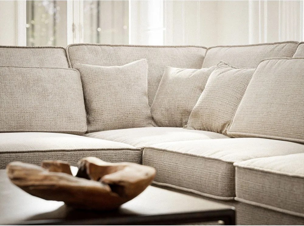 Kremowy narożnik z tkaniny szenilowej (lewostronny/w kształcie litery L) Kirou – Maison de Rêve