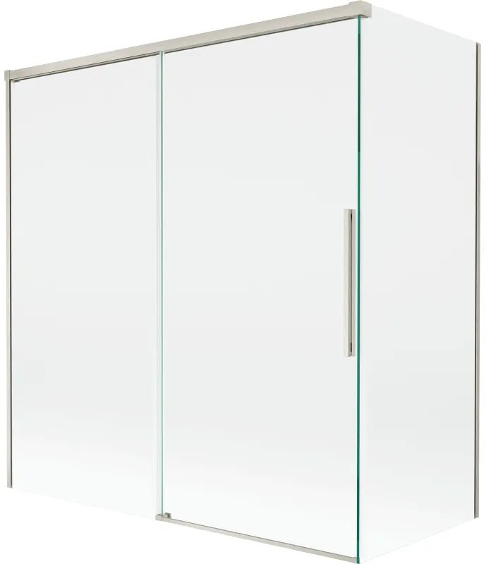 Mexen Rox parawan nawannowy 2-skrzydłowy rozsuwany 150 + 70 x 150 cm, transparent, nikiel szczotkowany - 8C9-150-070-97-00
