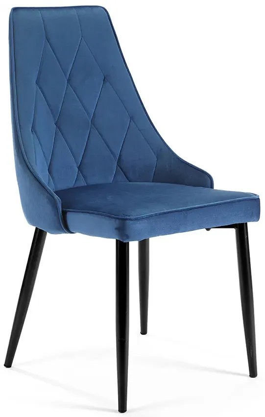 Granatowy welurowy zestaw 4 krzeseł pikowanych W7-K35