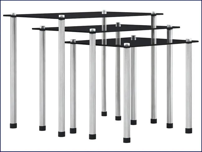 Zestaw 3 szklanych stolików wsuwanych pod siebie D4-A99