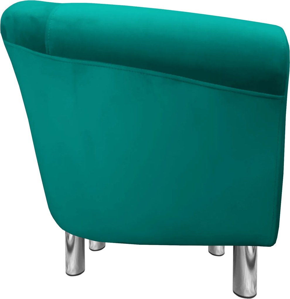 Fotel Milo tkanina Welur wygodny fotel tapicerowany do salonu i sypialni : Kolor nogi - Chrom, Kolor tkaniny - VELVET - MG20, Wysokość nogi - 15 cm