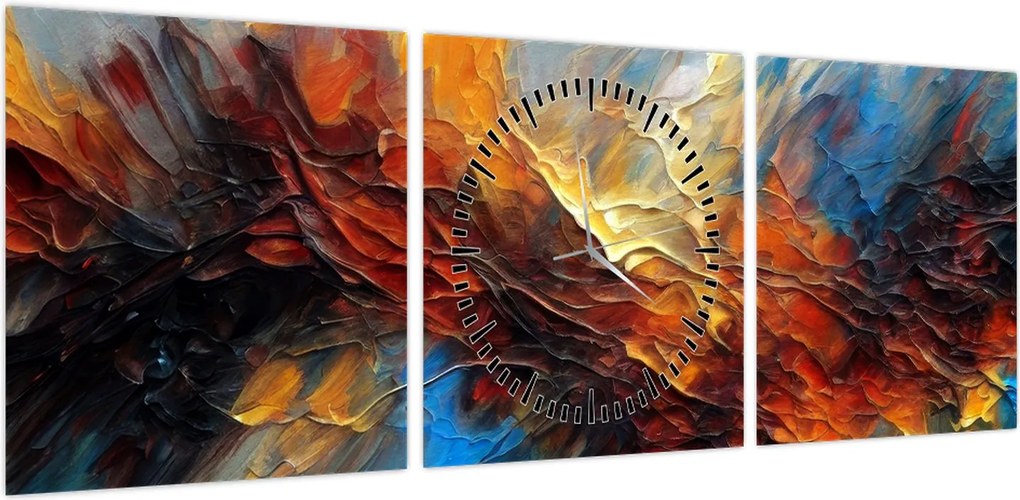 Obraz - Tekstura koloru (z zegarem) (90x30 cm)