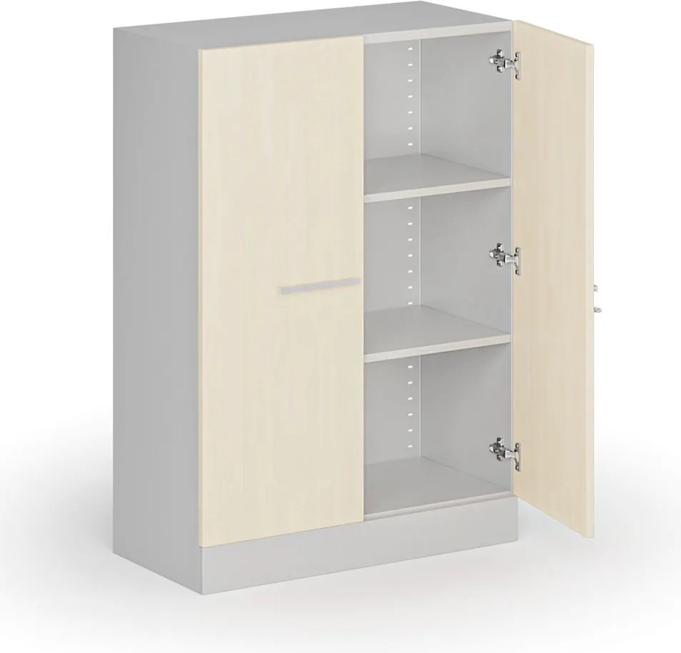 Metalowa szafa z drewnianymi drzwiami, demontowana, 1150 x 800 x 400 mm, brzoza