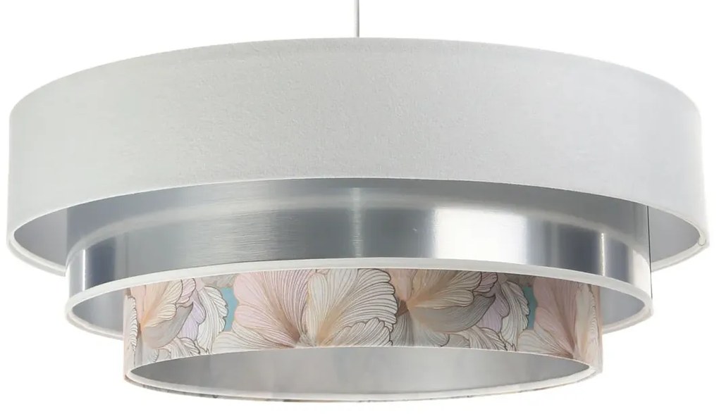 Biało srebrna lampa wisząca z okrągłym abażurem S452 A7-C20