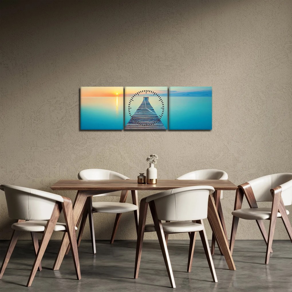 Obraz - Molo do nieskończoności (z zegarem) (90x30 cm)
