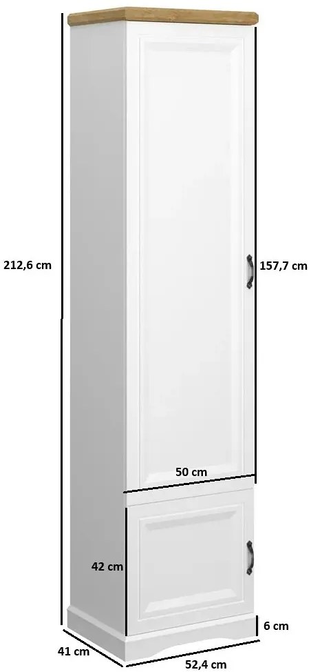 Regał zamykany słupek biały + dąb harbor C2-P82