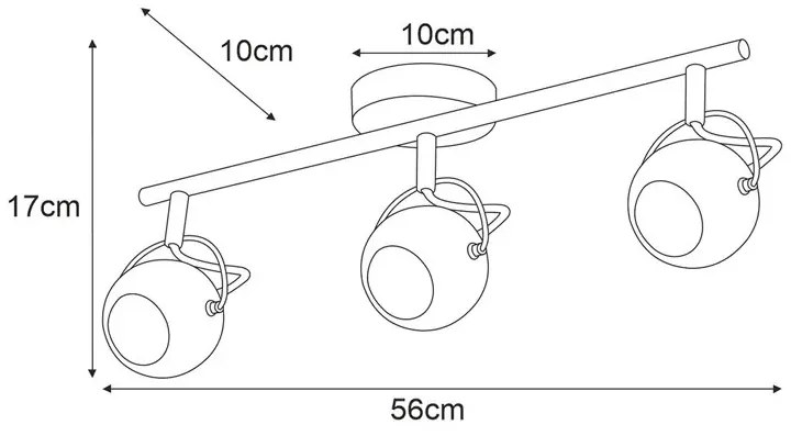 Czarna lampa sufitowa z okrągłymi reflektorami - S982-Kares