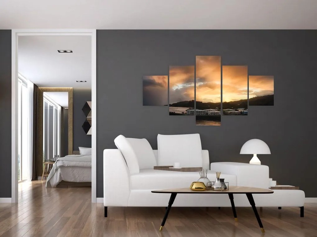 Obraz - plaża z pochmurnym niebem (125x70 cm)