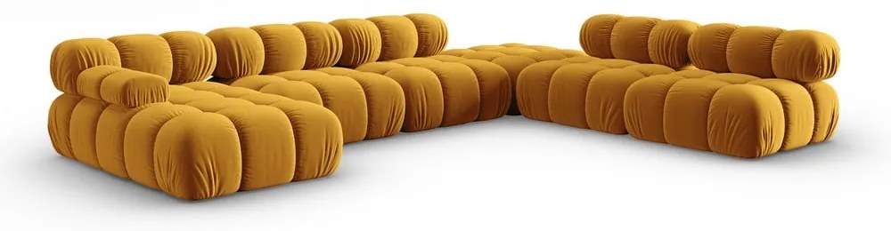 Żółta aksamitna sofa 379 cm Bellis – Micadoni Home