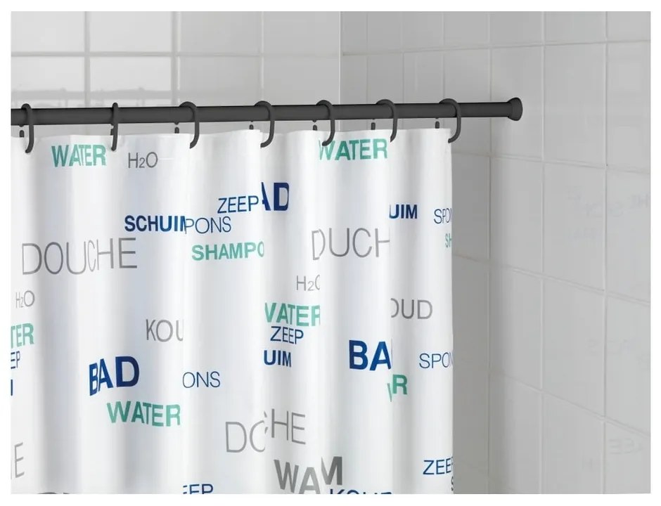 Czarny drążek teleskopowy na zasłonę prysznicową Wenko Shower Curtain Rod, 70x115 cm