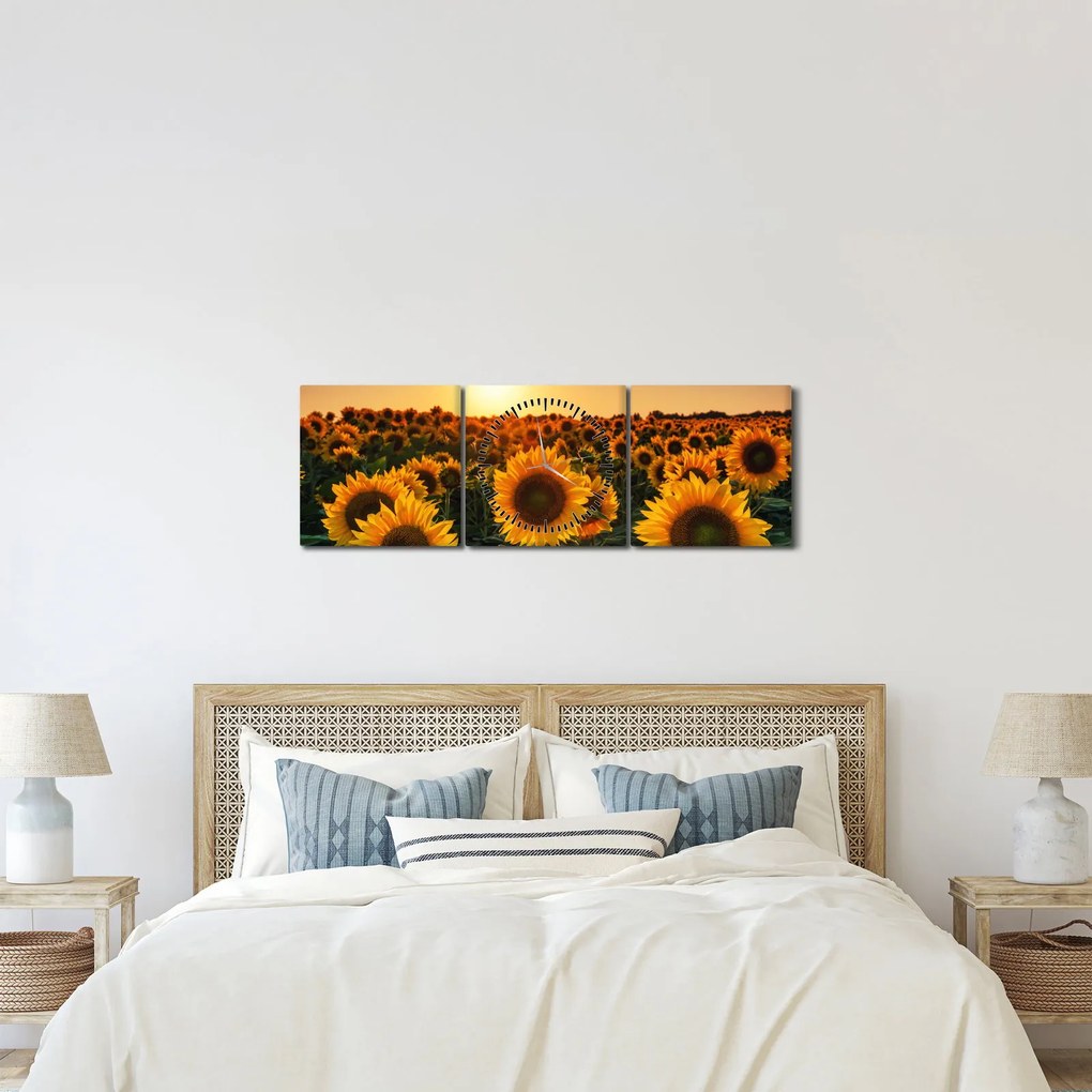 Obraz - Słonecznik (z zegarem) (90x30 cm)