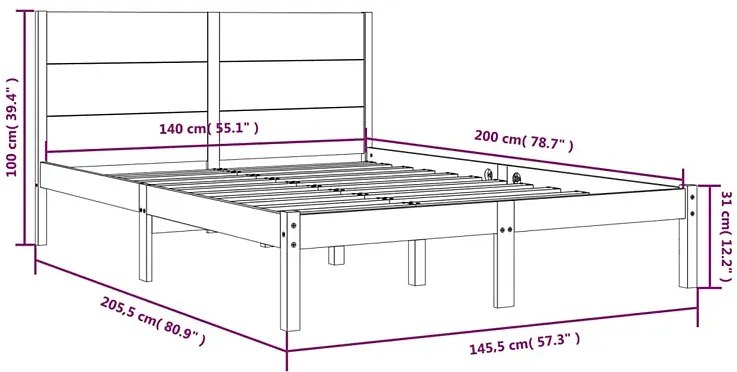 Podwójne łóżko z naturalnej sosny 140x200 - Gunar 5X