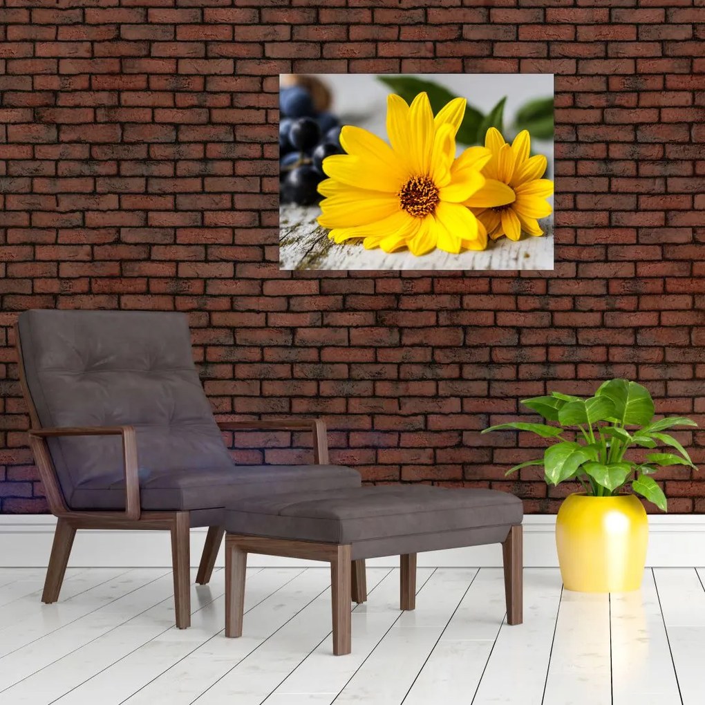 Obraz żółtych kwiatów (70x50 cm)