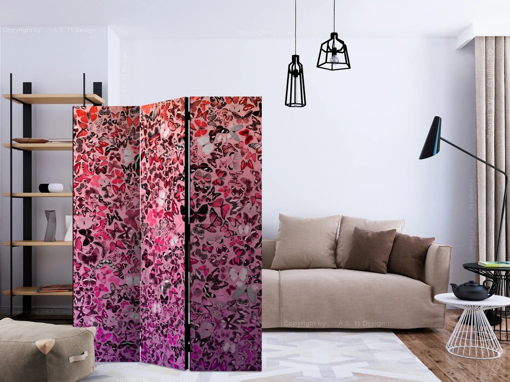 Parawan dwustronny Tła i desenie 135x172 cm 3-częściowy różowy ARTGEIST B