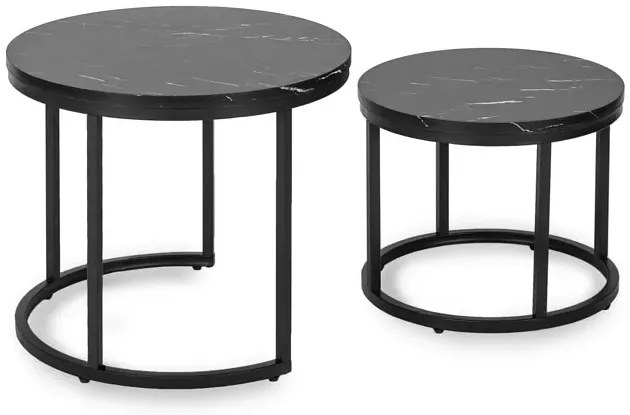 Komplet dwóch eleganckich stolików czarny marmur - Kendal