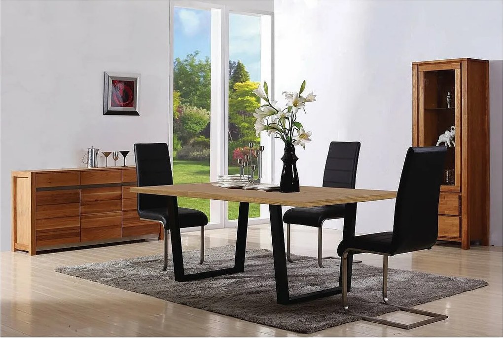 Nowoczesny Stół Jadalniany Hollywood - 200 x 100 cm - Dąb/Czarny - Design Industrialny